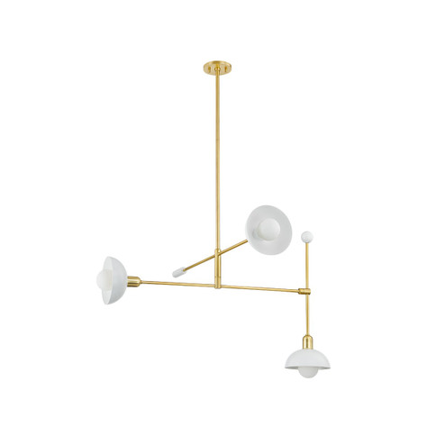 Billie Three Light Chandelier in Aged Brass/Soft White (428|H878803-AGB/SWH)