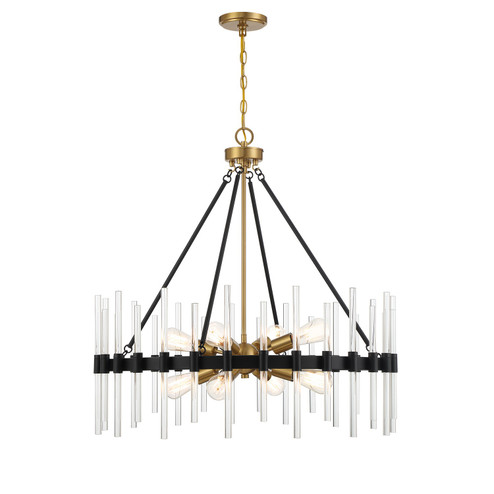 Santiago Eight Light Pendant in Matte Black with Warm Brass Accents (51|7-1937-8-143)
