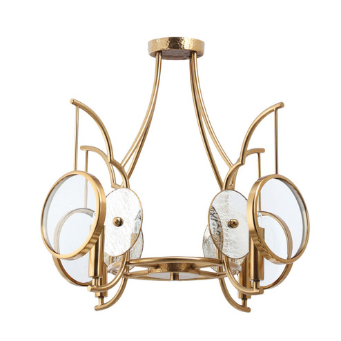 Into Focus Four Light Semi Flush Mount in Artisan Brass (7|3814-863)