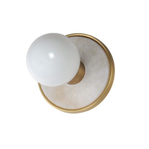 Hollywood LED Wall Sconce in Whit Alabaster / Natural Aged Brass (16|26091WANAB/BUL) Hollywood LED Wall Sconce in Whit Alabaster / Natural Aged Brass (16|26091WANAB/BUL)