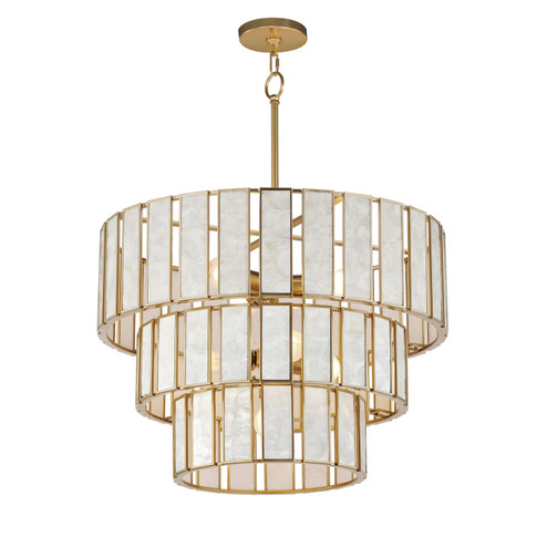 Miramar Seven Light Chandelier in Capiz / Natural Aged Brass (16|12808CZNAB)