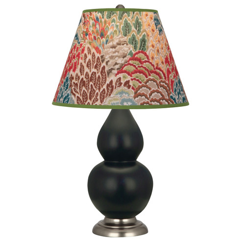 Small Double Gourd One Light Accent Lamp in Matte Obsidian Glazed Ceramic w/Antique Silvered (165|MOS12F)