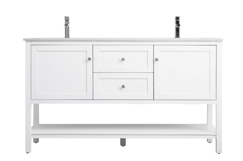 Heath Double Bathroom Vanity in White (173|VF22260DWH)