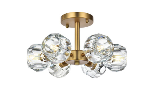 Eren Six Light Flush Mount in Satin Gold (173|3505F14SG)