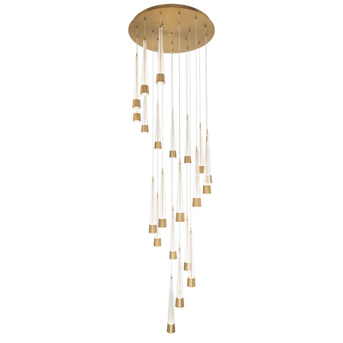 Quill LED Chandelier in Aged Brass (34|PD-59421R-AB)