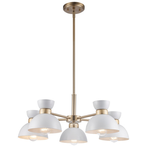 Five Light Chandelier in White / Antique Gold (110|71855 WH-AG) Five Light Chandelier in White / Antique Gold (110|71855 WH-AG)