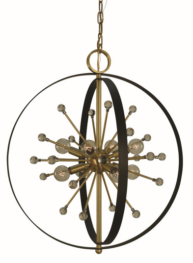 Nucleus Eight Light Chandelier in Brushed Brass with Matte Black Accents (8|L1108 BR/MBLACK)