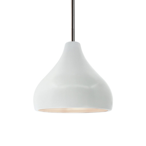 Radiance One Light Pendant in Gloss White (outside and inside of fixture) (102|CER-6560-WTWT-NCKL-RIGID)