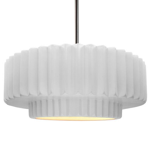 Radiance LED Pendant in Gloss White (outside and inside of fixture) (102|CER-6555-WTWT-MBLK-BEIG-TWST-LED1-700)