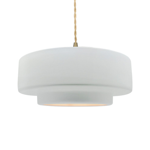 Radiance One Light Pendant in Gloss White (outside and inside of fixture) (102|CER-6545-WTWT-BRSS-BEIG-TWST)