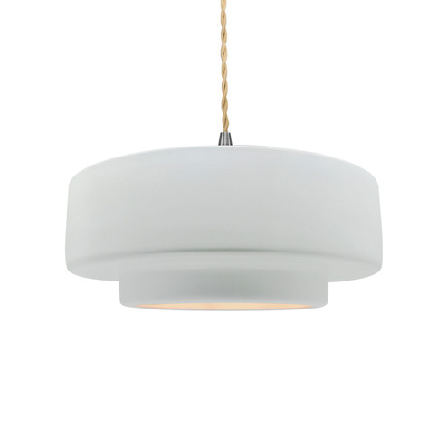 Radiance One Light Pendant in Gloss White (102|CER-6543-WHT-NCKL-BEIG-TWST)