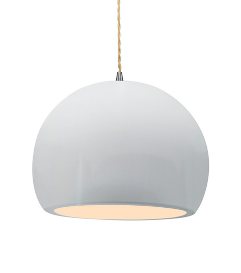 Radiance One Light Pendant in Gloss White (outside and inside of fixture) (102|CER-6535-WTWT-NCKL-BEIG-TWST)
