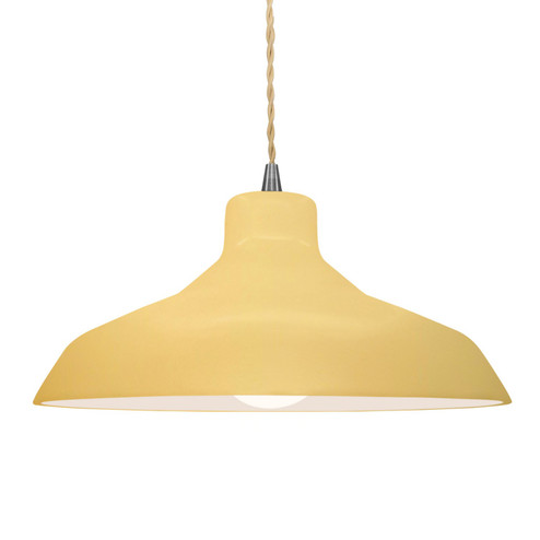 Radiance One Light Pendant in Muted Yellow (102|CER-6265-MYLW-NCKL-BEIG-TWST)