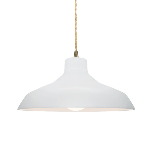 Radiance One Light Pendant in Gloss White (outside and inside of fixture) (102|CER-6263-WTWT-ABRS-BEIG-TWST)