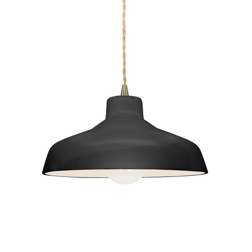 Radiance One Light Pendant in Gloss Black w/ Matte White (102|CER-6260-BKMT-ABRS-BEIG-TWST)