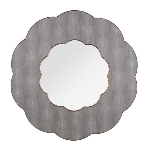 Scallop Wall Mirror in Gray Shagreen/Weathered Brass (137|453MI54A)