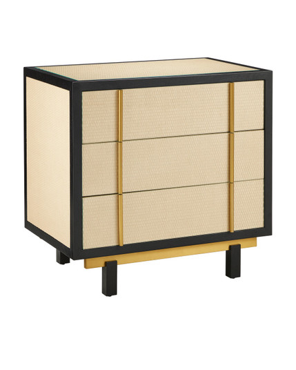 Deanna Collection Nightstand in Ivory/Black/Brushed Brass/Natural/Dusty Blue/Clear (142|3000-0301)