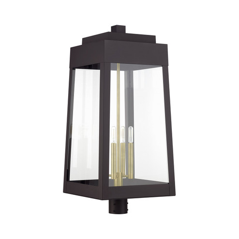Oslo Four Light Outdoor Post Top Lantern in Bronze with Antique Brass (107|20862-07)