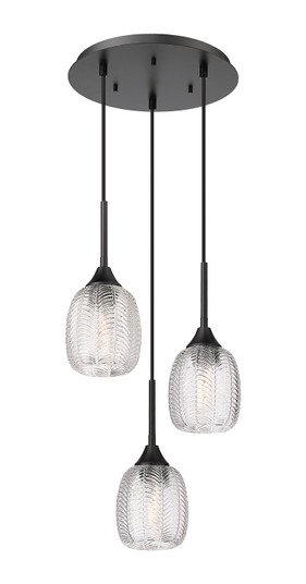 Berkshire Three Light Pendant in Matte Black (405|323-3P-BK-G323-5CL) Berkshire Three Light Pendant in Matte Black (405|323-3P-BK-G323-5CL)