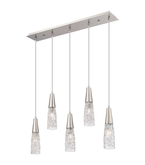 Amherst Brook Five Light Island Pendant in Brushed Satin Nickel (405|322-5I-SN-G322-3CL)