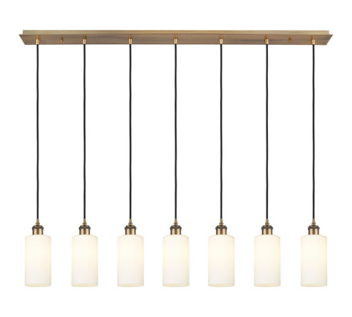 Downtown Urban Seven Light Linear Pendant in Brushed Brass (405|127B-7P-BB-G434-7WH)