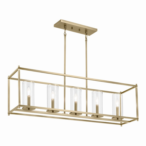 Crosby Five Light Linear Chandelier in Natural Brass (12|43995NBR)