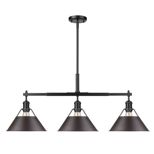 Orwell Three Light Linear Pendant in Matte Black (62|3306-LP BLK-RBZ)