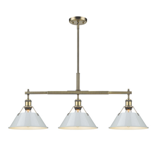 Orwell Three Light Linear Pendant in Aged Brass (62|3306-LP AB-DB)