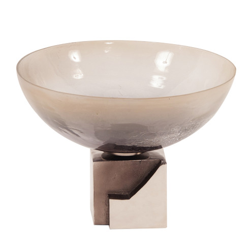 Ombre Glass Bowl on Square Aluminum Base Bowl in Silver (204|51331)