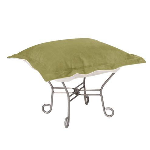 The Bella Puff Scroll Puff Ottoman in Green (204|510-221)