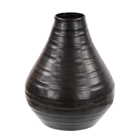 Chiseled Metal Vase in Black (204|35209)