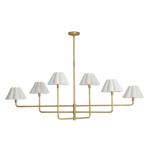 Polly Six Light Chandelier in Natural Brass (400|16-1454NB-WT)