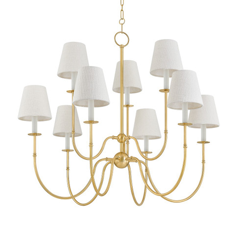 Amina Nine Light Chandelier in Aged Brass (70|6939-AGB)