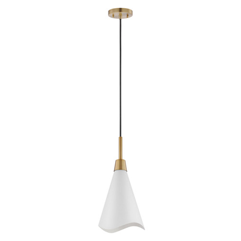 Tango One Light Pendant in Matte White / Burnished Brass (72|60-7477)