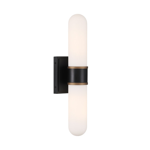 Capsule LED Wall Sconce in Matte Black + Textured Gold (60|CAP-8512-MK-TG)