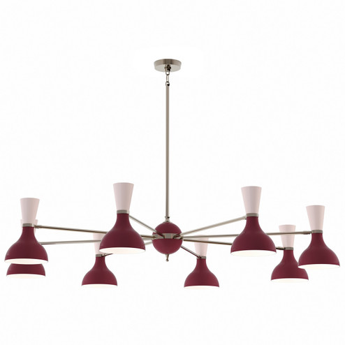 Clare Eight Light Chandelier in Polished Nickel w/Sugar Plum/Rose Water Painted Shades (165|SM09RW) Clare Eight Light Chandelier in Polished Nickel w/Sugar Plum/Rose Water Painted Shades (165|SM09RW)