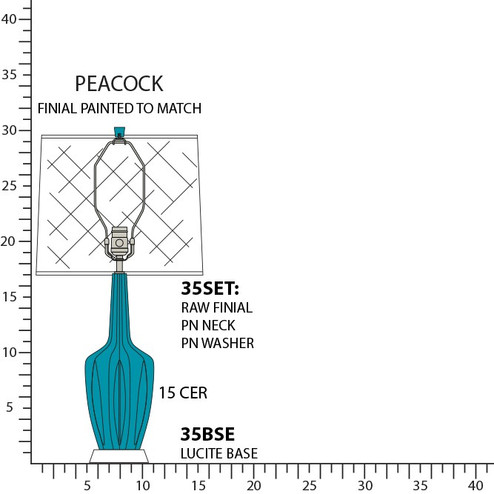 Emma One Light Accent Lamp in Peacock Glazed Ceramic w/Polished Nickel/a Lucite (165|PC35)