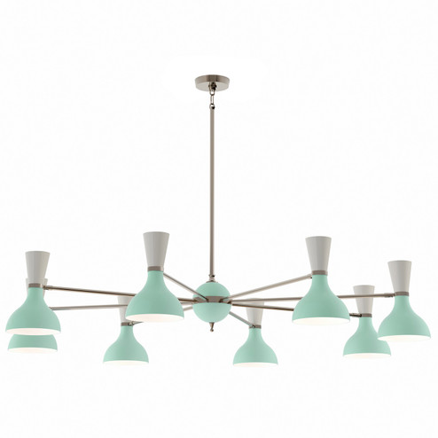 Clare Eight Light Chandelier in Polished Nickel w/Mint/Lily Painted Shades (165|MN09LY)
