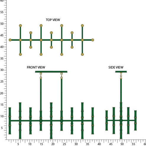 Kane 42 Light Pendant in Jungle w/Modern Brass (165|JU77)