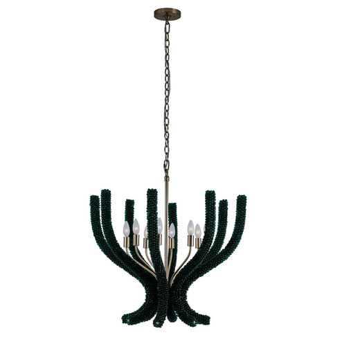 CORAL Eight Light Chandelier in Brushed Champagne Gold (33|525955BCG/GRN) CORAL Eight Light Chandelier in Brushed Champagne Gold (33|525955BCG/GRN)
