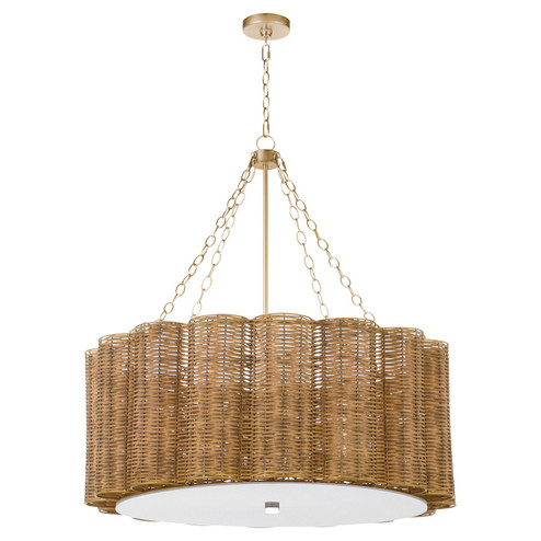 Boracay Six Light Chandelier in Natural Cane/Antique Brass (208|11935)