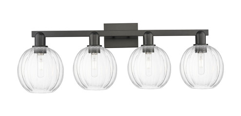 Arcadia Four Light Bath Vanity in Matte Black (405|716-4W-BK-G458-7CL) Arcadia Four Light Bath Vanity in Matte Black (405|716-4W-BK-G458-7CL)