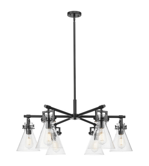 Downtown Urban Six Light Chandelier in Matte Black (405|411-6CR-BK-G411-7SDY)