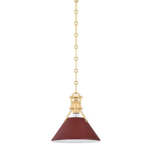 Painted No. 2 One Light Pendant in Aged Brass/Soft Crimson (70|MDS351-AGB/CRN) Painted No. 2 One Light Pendant in Aged Brass/Soft Crimson (70|MDS351-AGB/CRN)