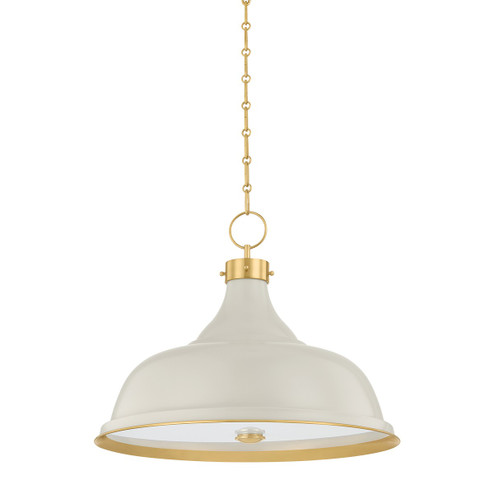 Painted No. 1 Four Light Pendant in Aged Brass/Off-White (70|MDS300L-AGB/OW)