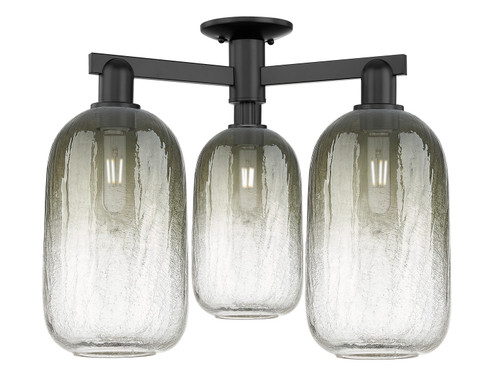 Arcadia Three Light Semi-Flush Mount in Matte Black (405|716-3F-BK-G482-7SL)