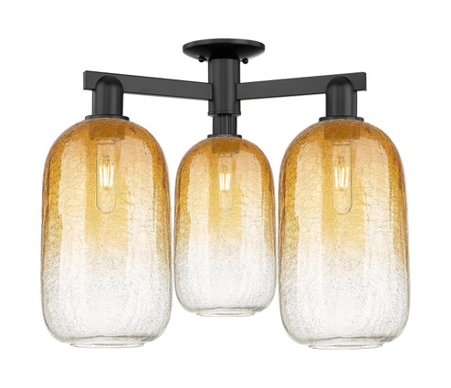 Arcadia Three Light Semi-Flush Mount in Matte Black (405|716-3F-BK-G482-7AM)