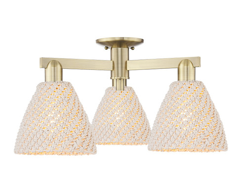 Arcadia Three Light Semi-Flush Mount in Antique Brass (405|716-3F-AB-NBD-75-NAT)