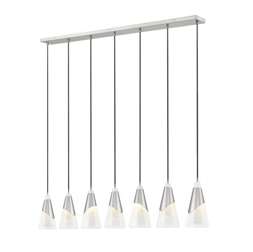Aimie Seven Light Linear Chandelier in Brushed Nickel (224|828P7-7L-BN)
