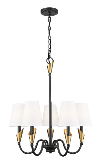 Claudelle Five Light Chandelier in Matte Black + Modern Gold (224|4014-24MB-MGLD)